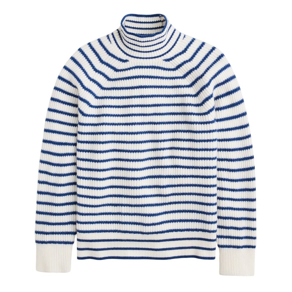 J.Crew Ribbed Snow Indigo Turtleneck Sweater Size XS